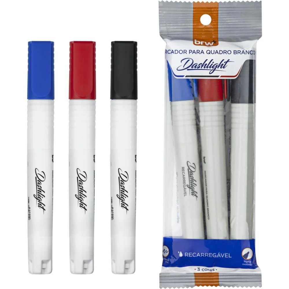 Pincel Quadro Branco Dashligth Recarregavelaz/Pt/Vm Brw (Bl.c/03) - imagem 6