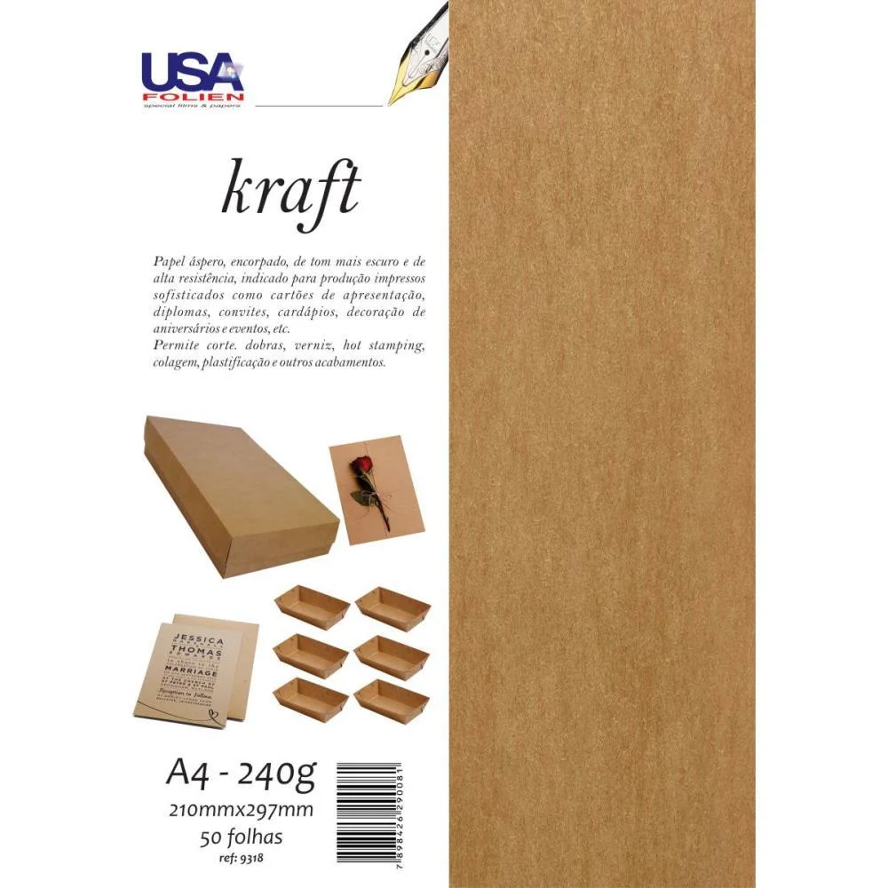 Papel Kraft Folha Kraft Natural A4 240G. Usa Folien (Pct.c/50) - imagem 2