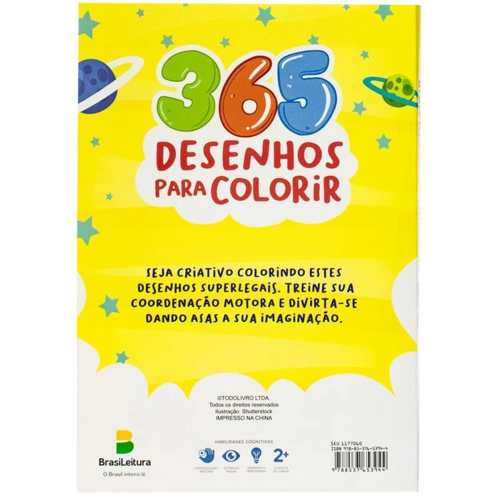 Livro Infantil Colorir 365 Desenhos P/Colorir Am 288P Todolivro - imagem 5