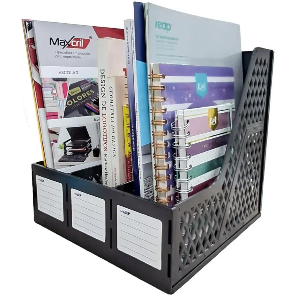 Porta Revista Organizador Triplo Preto Selad Maxcril - imagem 4