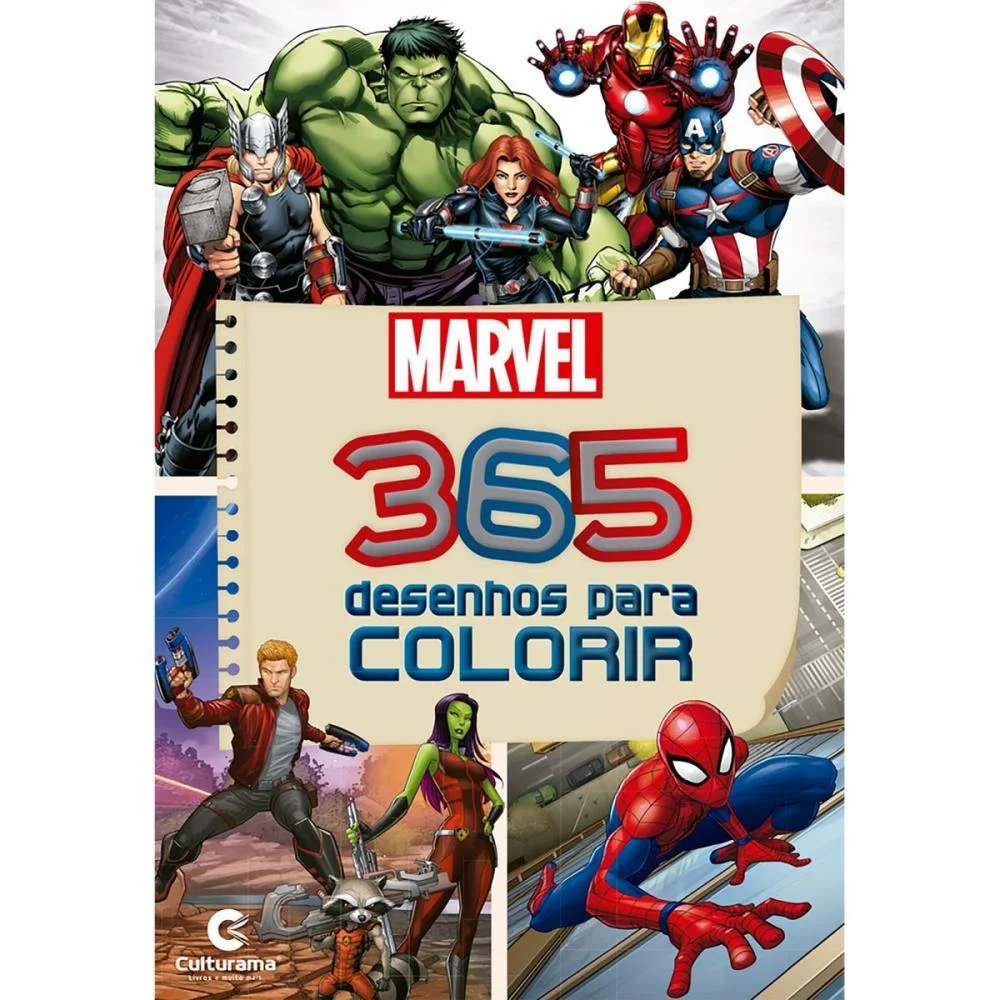 Livro Infantil Colorir 365 Desenhos Marvel 368P 20X14 Culturama - imagem 2