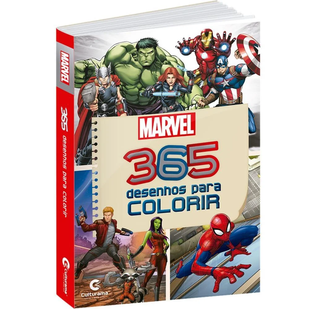 Livro Infantil Colorir 365 Desenhos Marvel 368P 20X14 Culturama - imagem 3