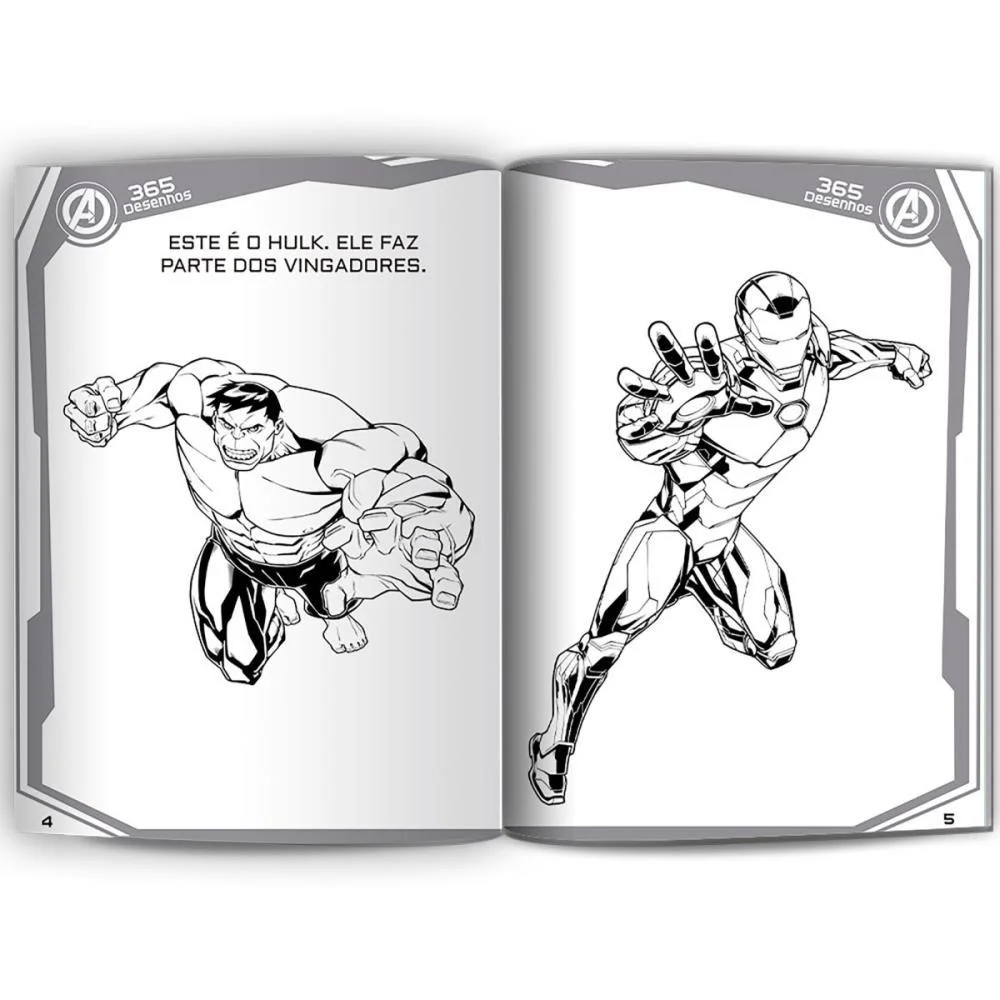Livro Infantil Colorir 365 Desenhos Marvel 368P 20X14 Culturama - imagem 4