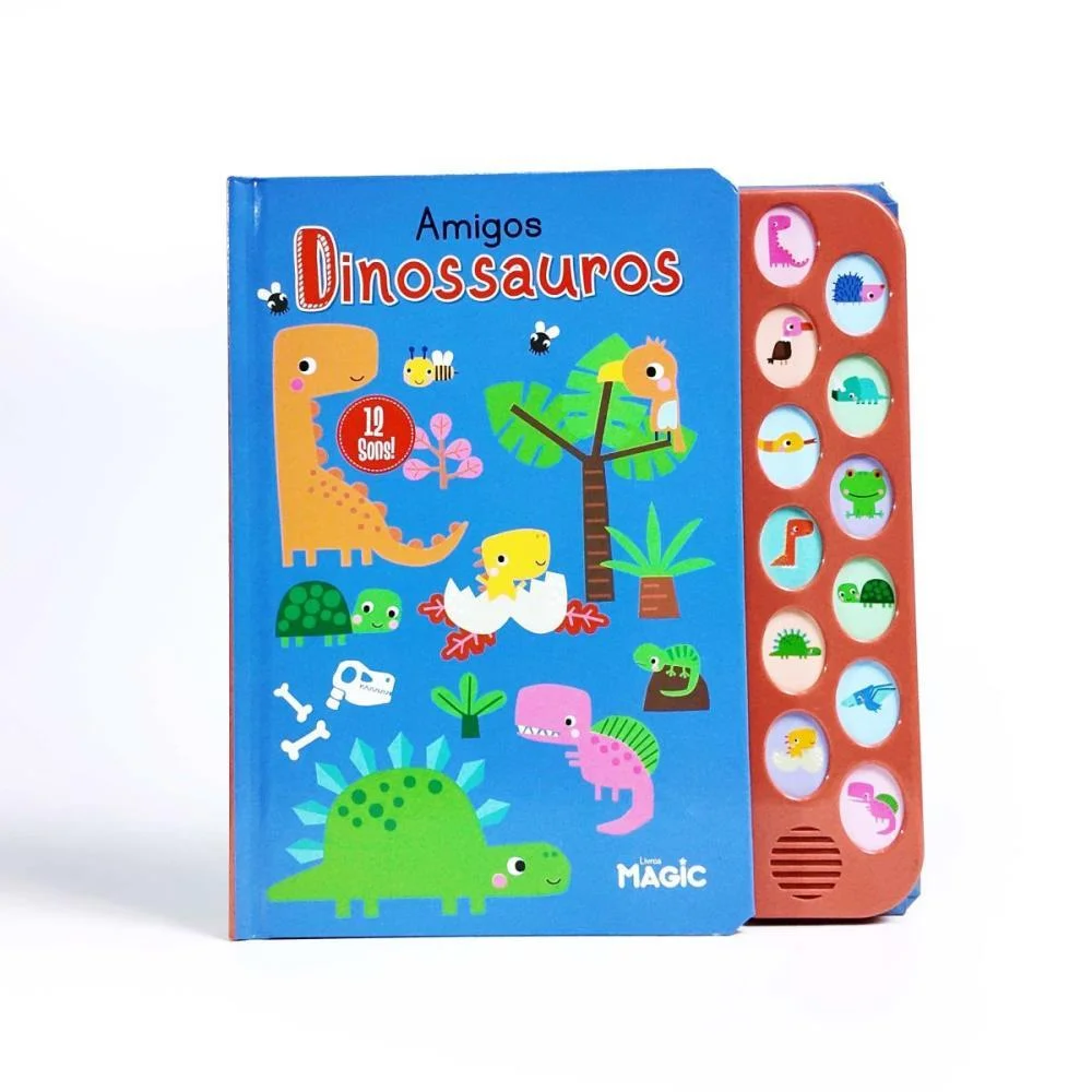 Livro Sonoro Dinossauros 12 Sons 21X21Cm Magic Kids - imagem 5