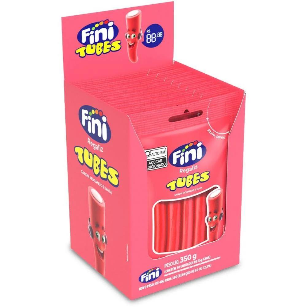 Doce Tubes Morango 35G Fini C/ 10 Unidades - imagem 3