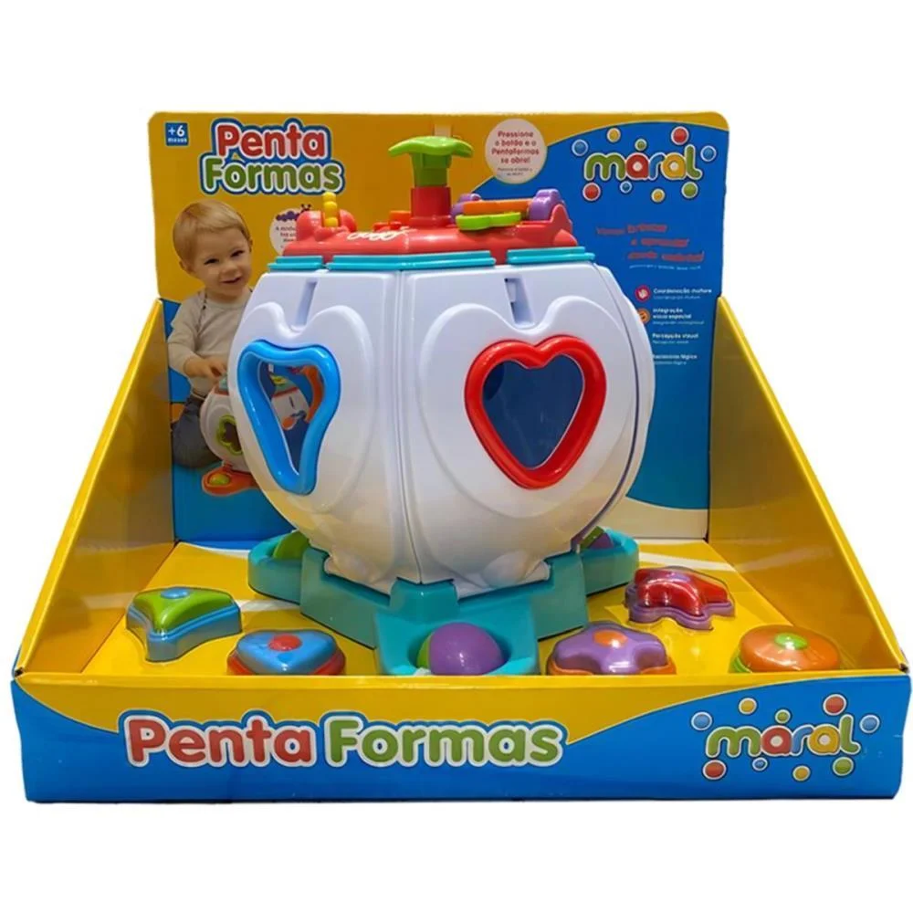 Brinquedo Educativo Pentaformas C/Som E Blocos Maral - imagem 5