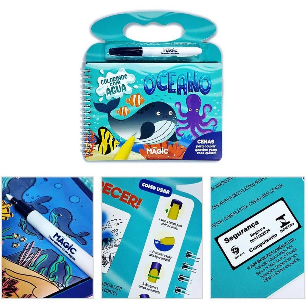 Livro Aquabook Oceano 10Pgs 21,5X20Cm Magic Kids - imagem 5