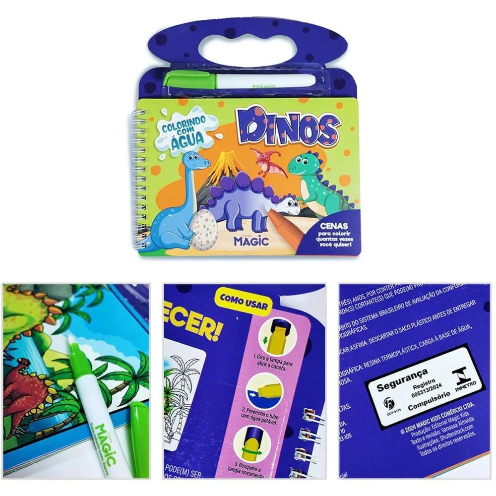Livro Aquabook Dinossauros 10Pgs 21,5X20Cm Magic Kids - imagem 4