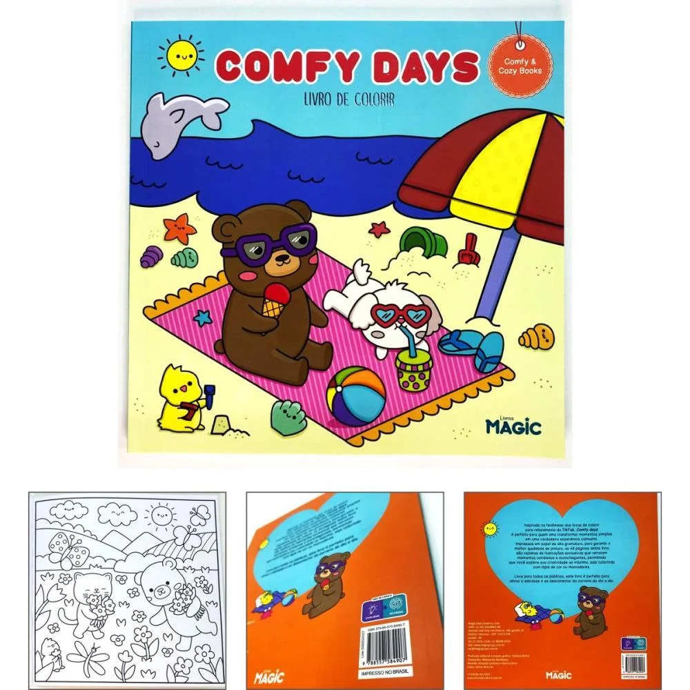 Livro De Colorir Comfy Days 48Pgs 180G 24X24 Magic Kids - imagem 3