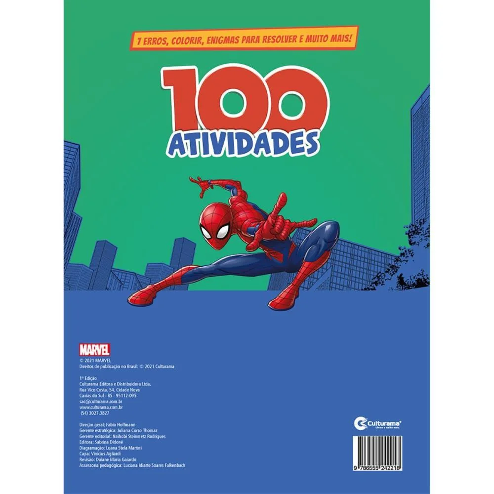 Livro Infantil Colorir 100 Atividades Spider Man 48Pg Culturama - imagem 3