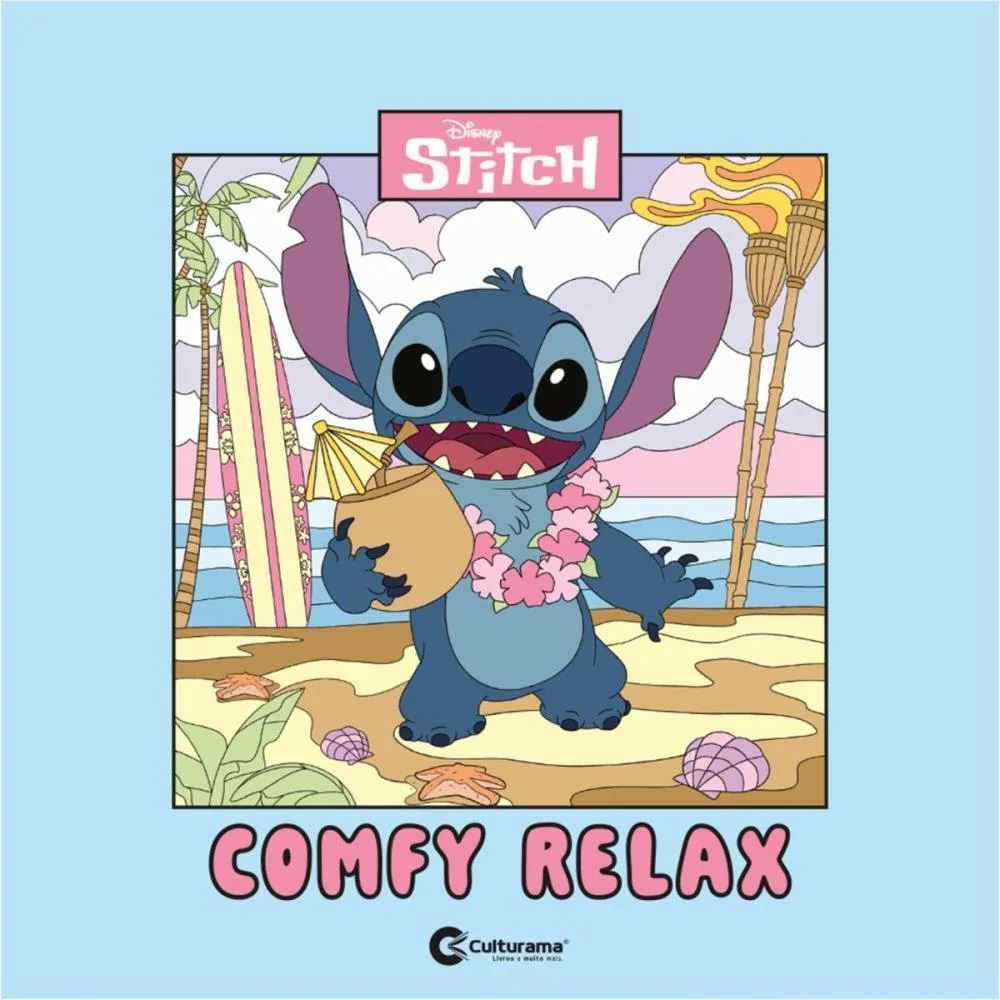Livro De Colorir Stitch Comfy Relax 24P 21X21Cm Culturama - imagem 5