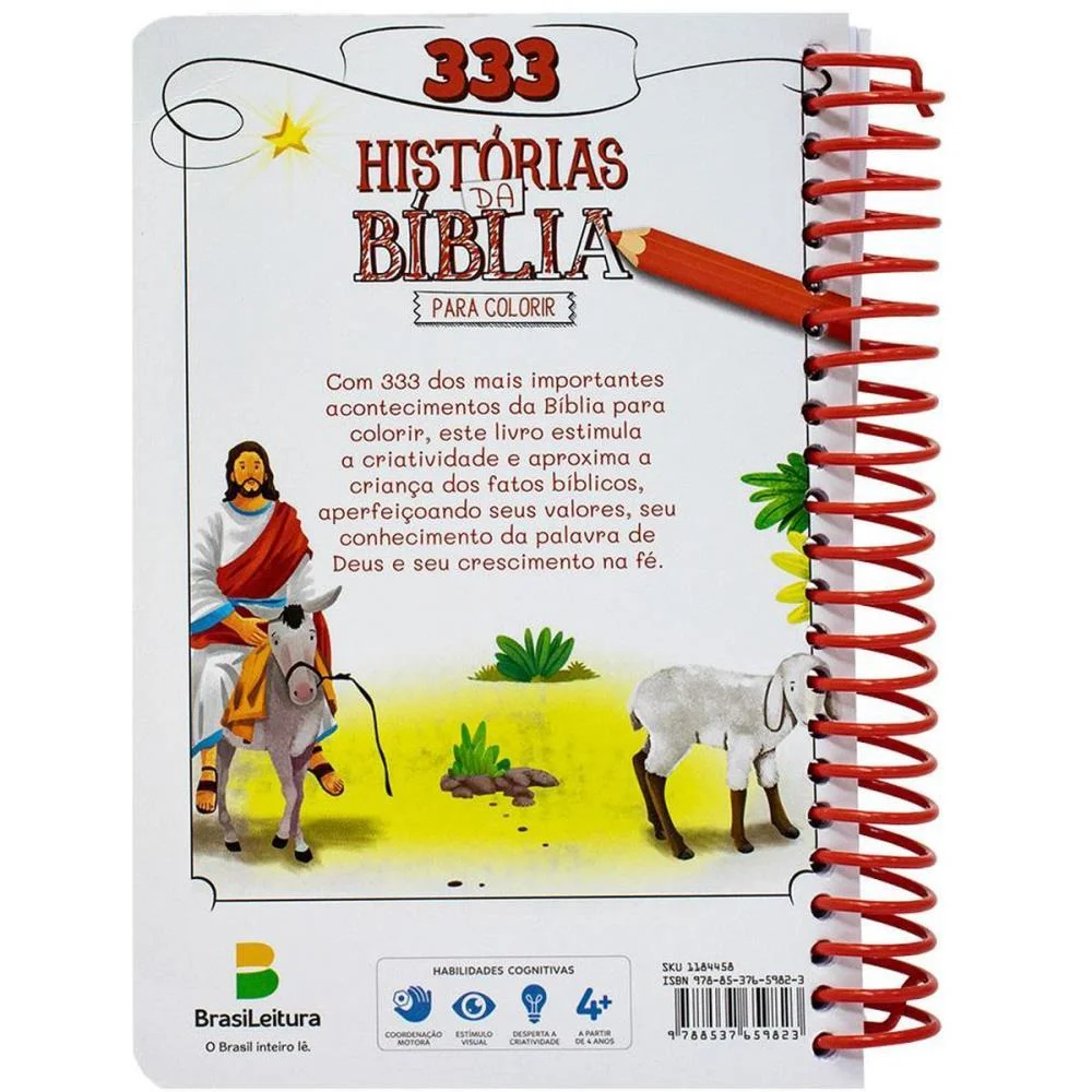 Livro Infantil Colorir 333 Historias Biblia Esp. 144P Todolivro - imagem 4