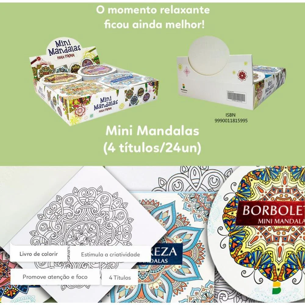 Livro De Colorir Mandalas Mini 12X12Cm 48P.4Tit Todolivro C/ 24 Unidades - imagem 4