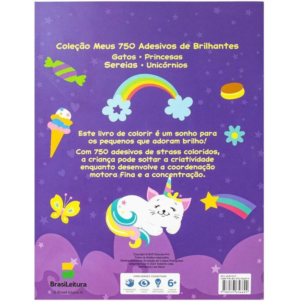 Livro Com Adesivos 750 Ades.strass Gatos 32Pg Todolivro - imagem 4