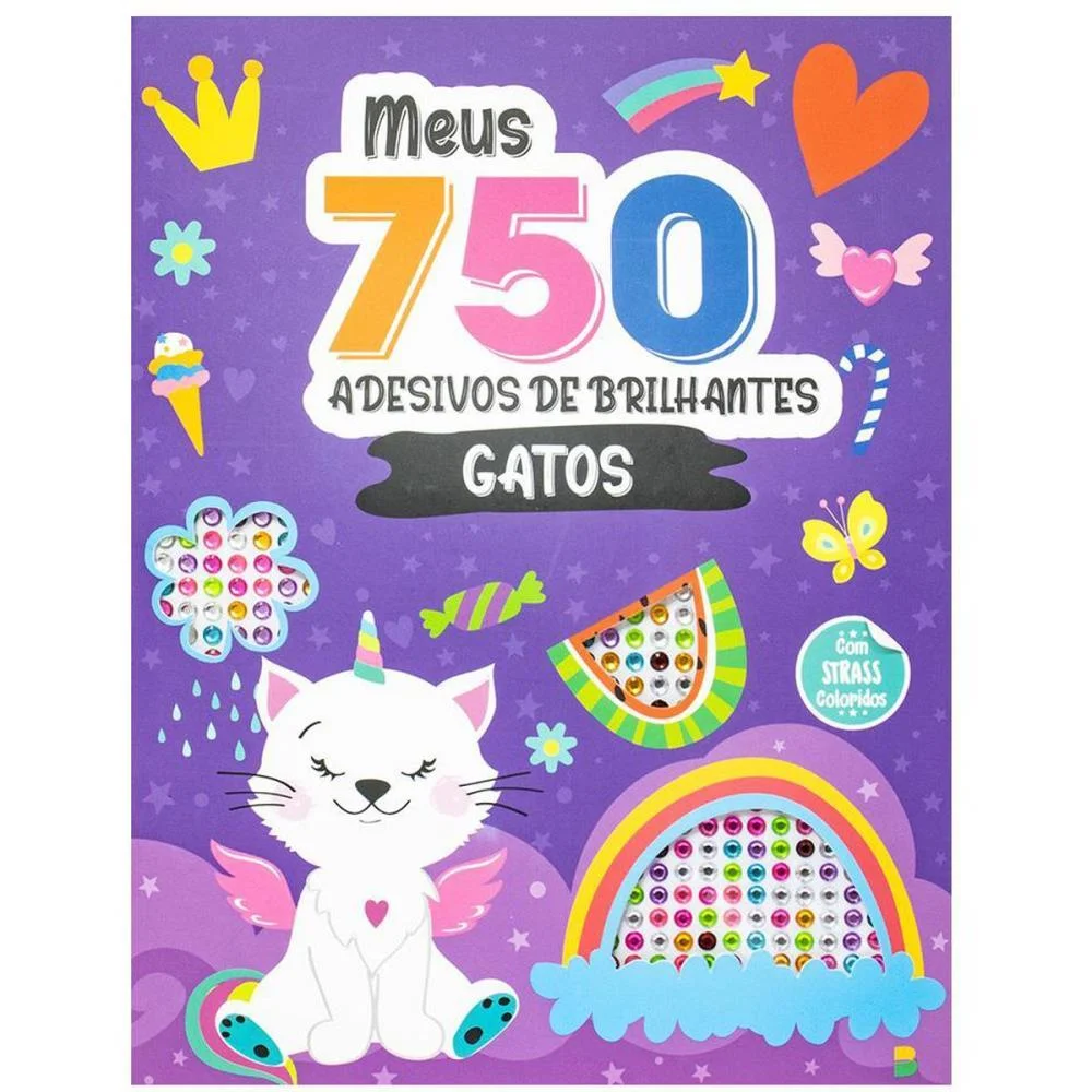 Livro Com Adesivos 750 Ades.strass Gatos 32Pg Todolivro - imagem 5