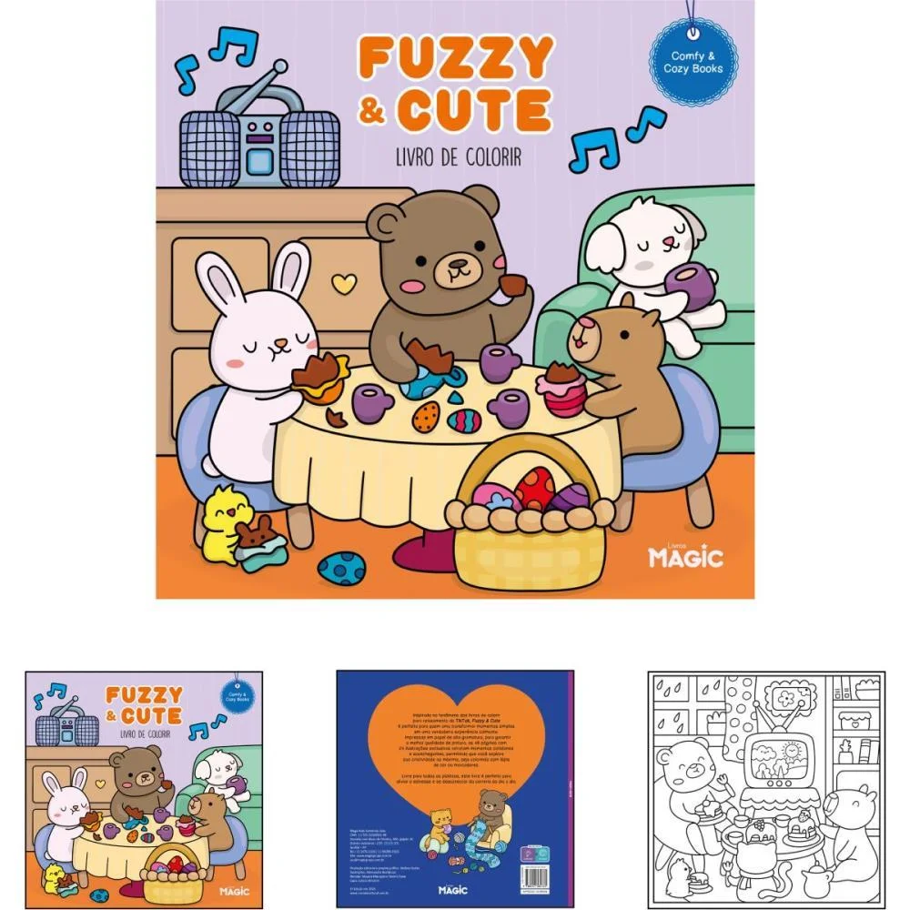 Livro De Colorir Fuzzy E Cute 48Pg 180G Magic Kids - imagem 3