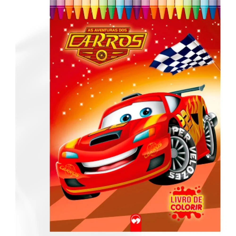 Livro Infantil Colorir Gigante Carros 10Pg 27X36Cm Vale Das Letras - imagem 3