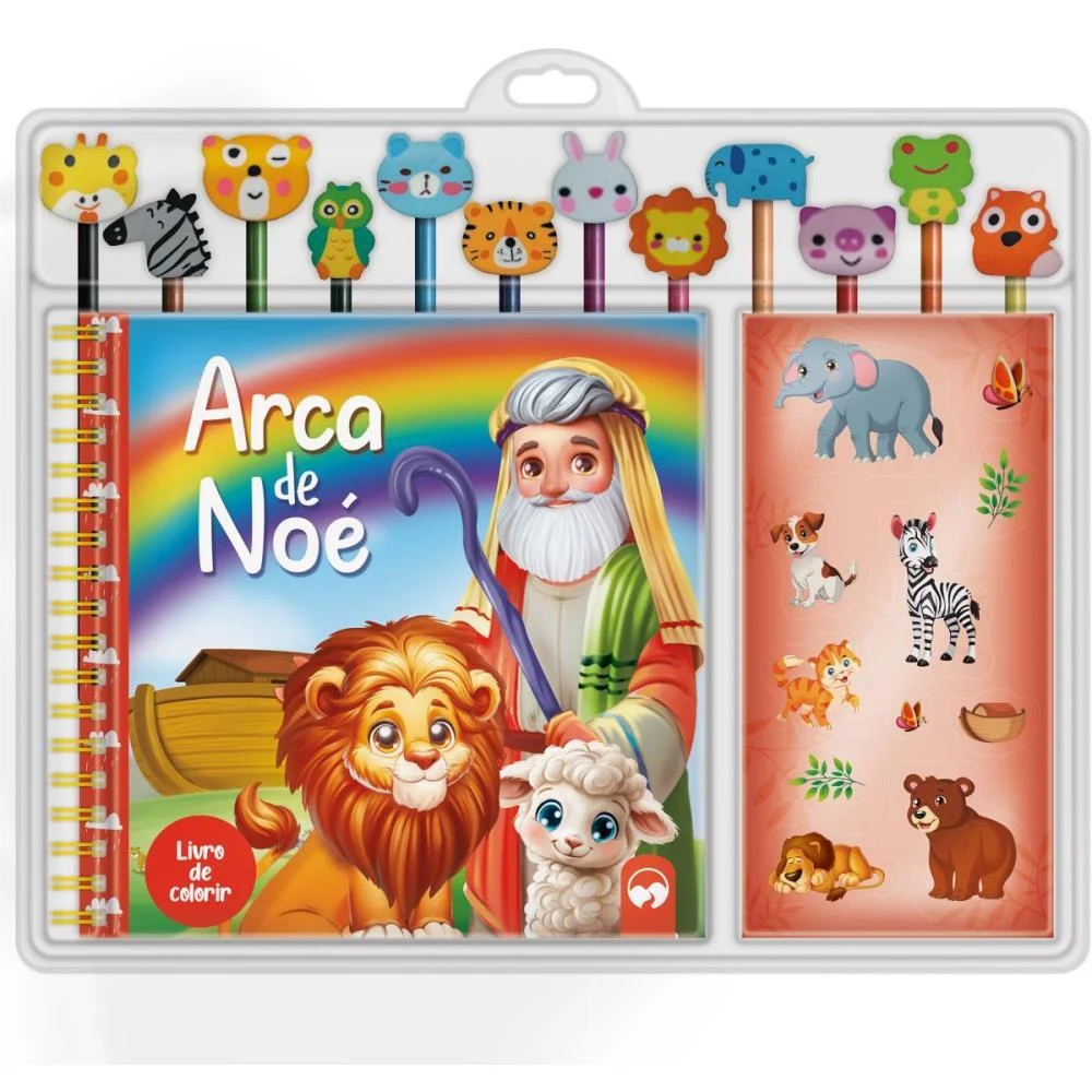Livro Brinquedo Ilustrado Kit Lapis+Borracha Arca De Noe Vale Das Letras - imagem 2