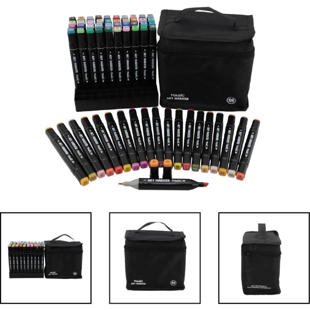 Marcador Artistico Art Marker 60 Cores C/Bolsa Magic Kids - imagem 3