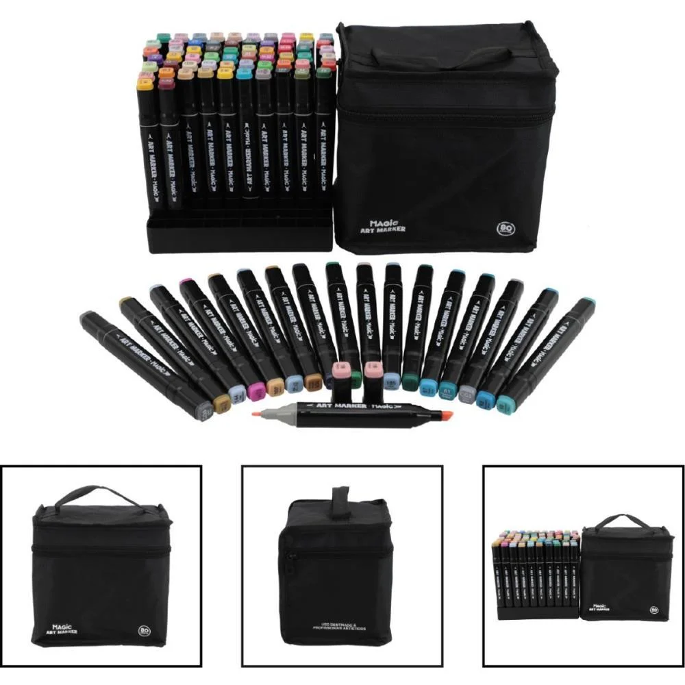 Marcador Artistico Art Marker 80 Cores C/Bolsa Magic Kids - imagem 3