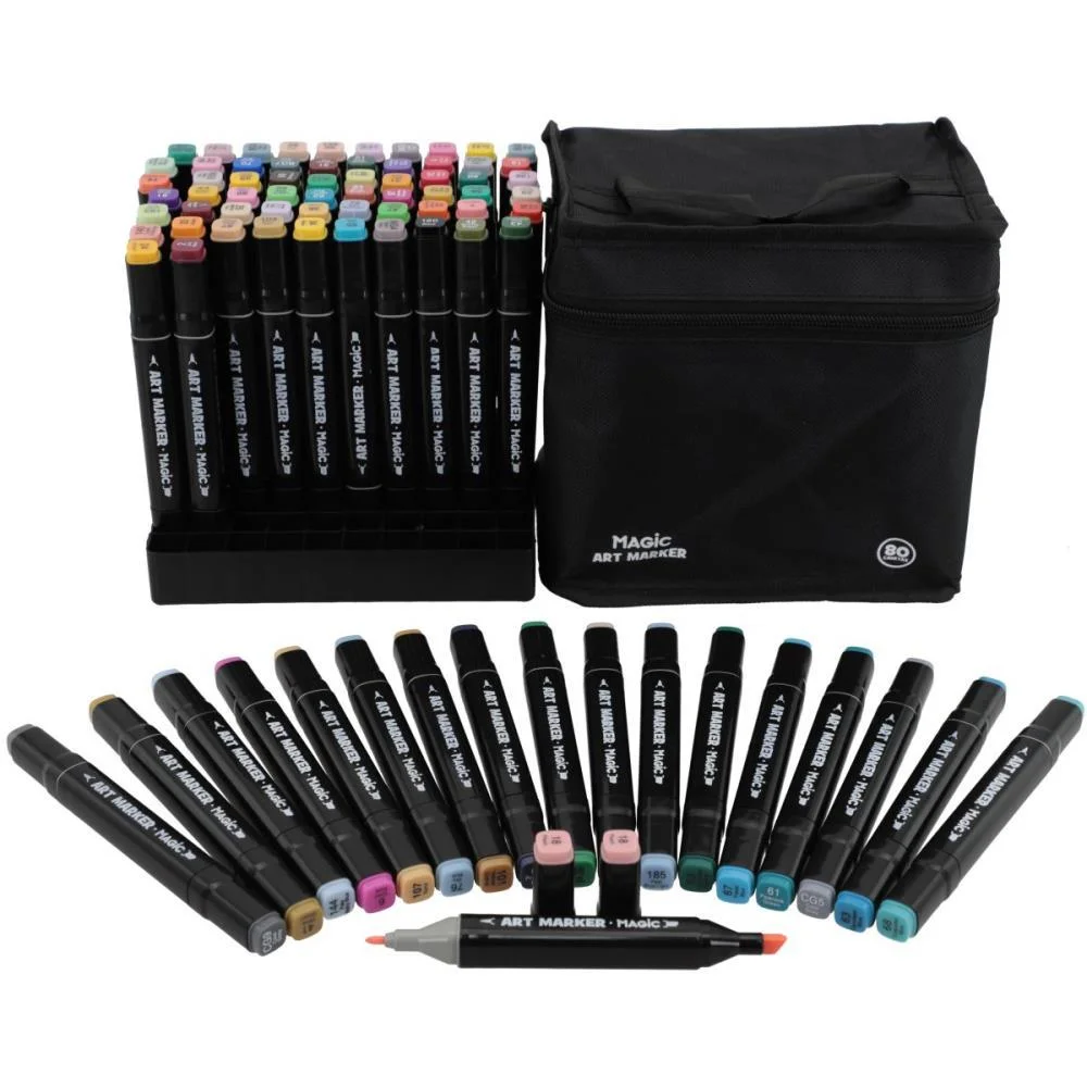 Marcador Artistico Art Marker 80 Cores C/Bolsa Magic Kids - imagem 4