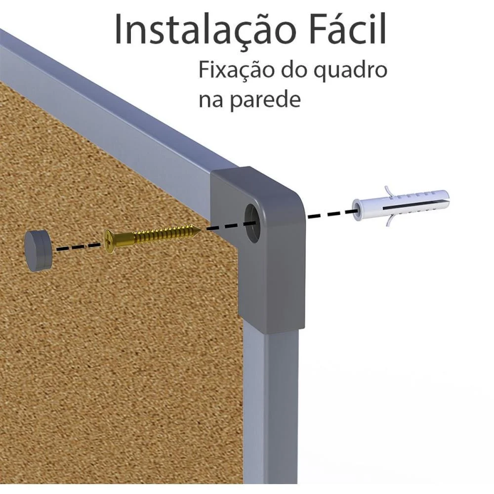 Quadro Aviso Moldura Aluminio Cortica Aparente 060X040Cm Stalo - imagem 4