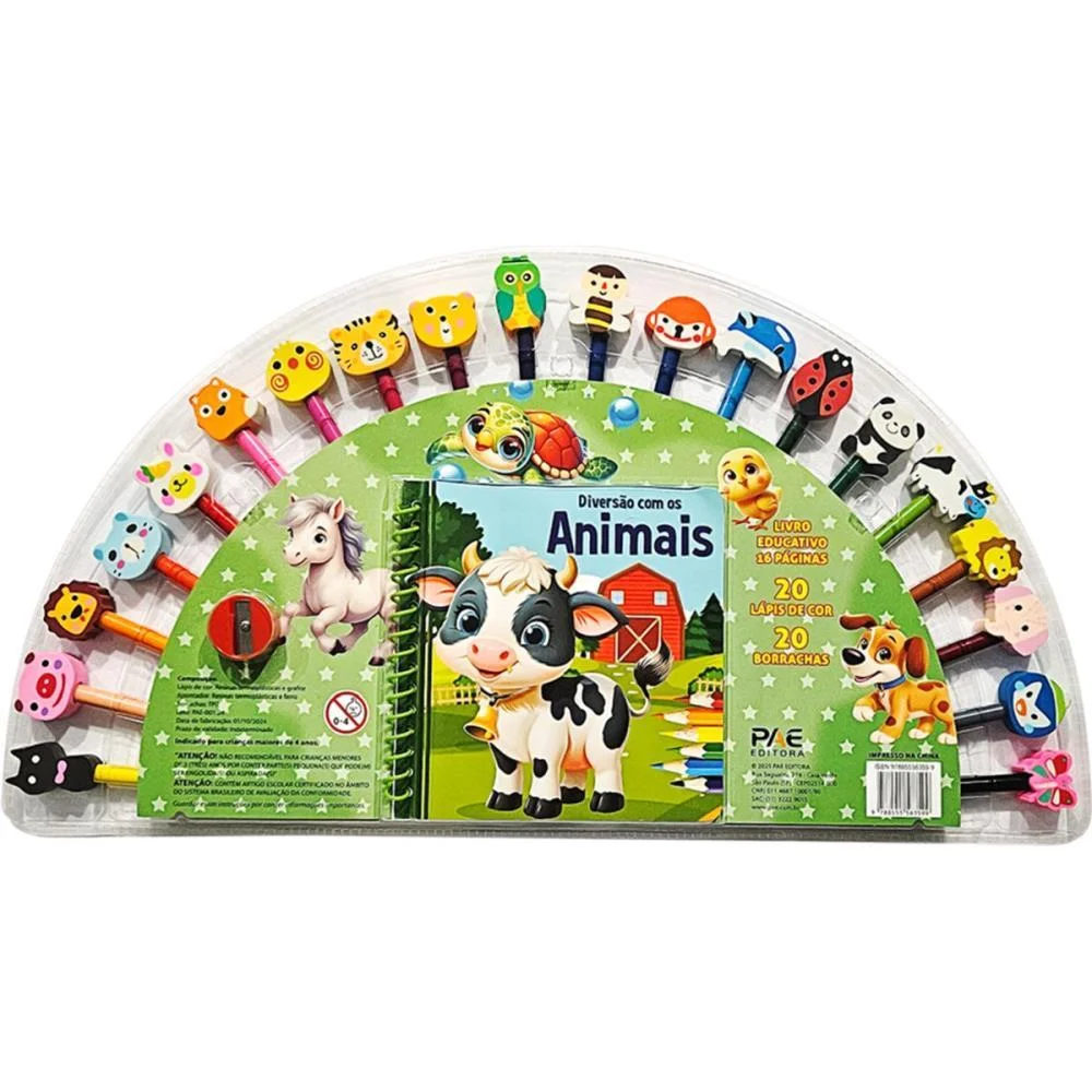 Livro Brinquedo Ilustrado Kit Divertido Animais 16Pg Pae Editora - imagem 3