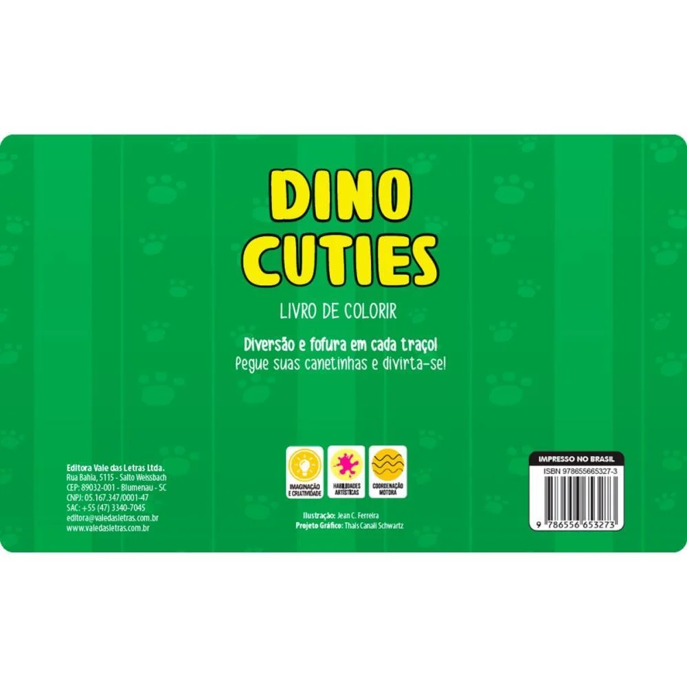 Livro De Colorir Dino Cuties 64P Cd 150G 15X21 Vale Das Letras - imagem 4