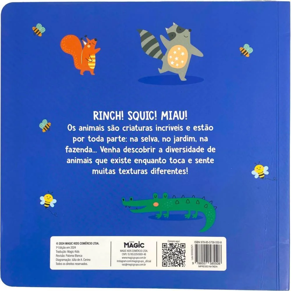 Livro Infantil Ilustrado Toque E Sinta Animais 10Pgs Magic Kids - imagem 4