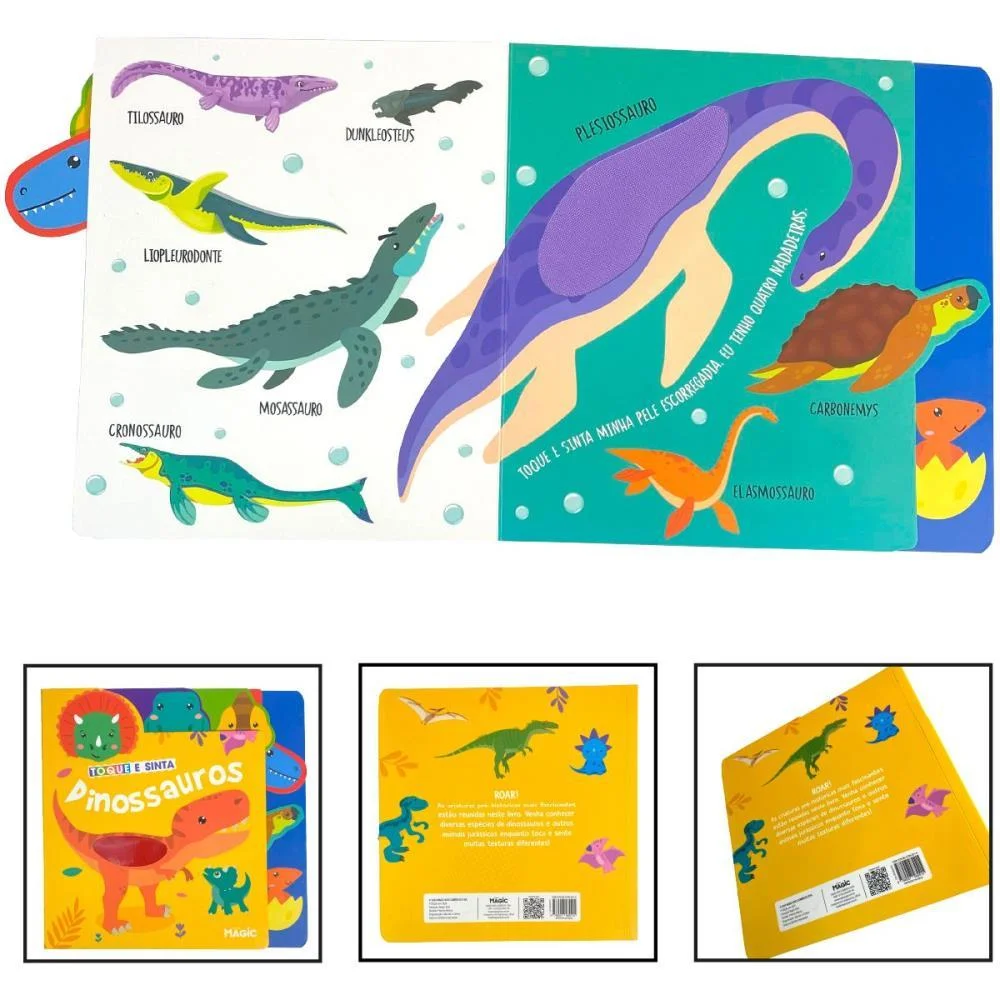 Livro Infantil Ilustrado Toque E Sinta Dinossauros Magic Kids - imagem 3