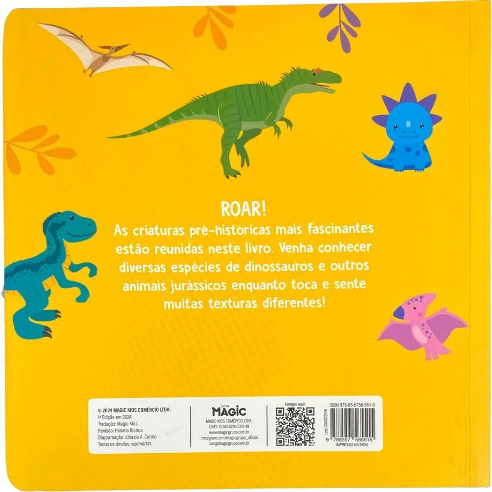 Livro Infantil Ilustrado Toque E Sinta Dinossauros Magic Kids - imagem 4
