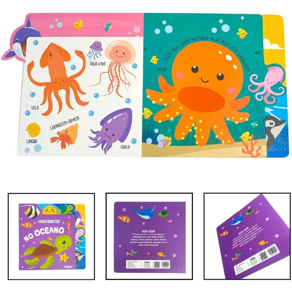 Livro Infantil Ilustrado Toque E Sinta Oceano 10P 24X24 Magic Kids - imagem 3