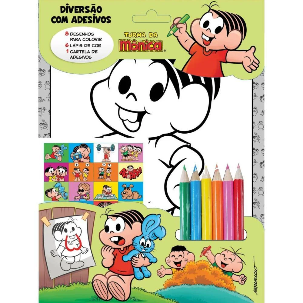 Livro Infantil Colorir Turma Da Monica C/Adesivos Online Editora - imagem 3
