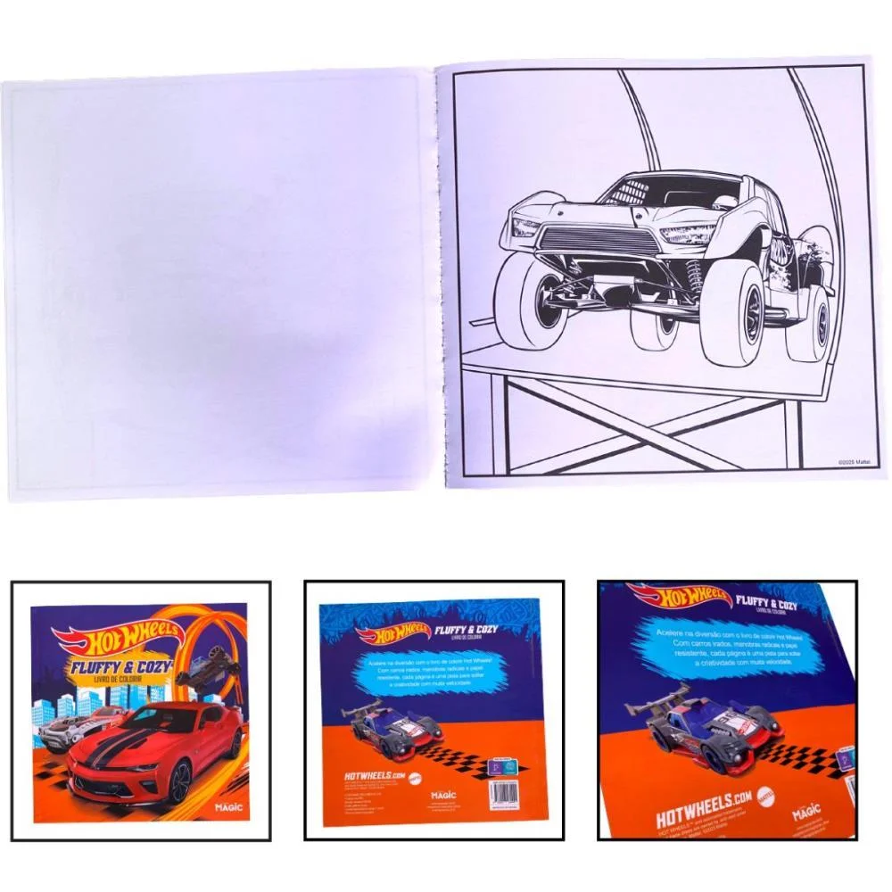 Livro De Colorir Hot Wheels 48Pgs 24X24Cm Magic Kids - imagem 4