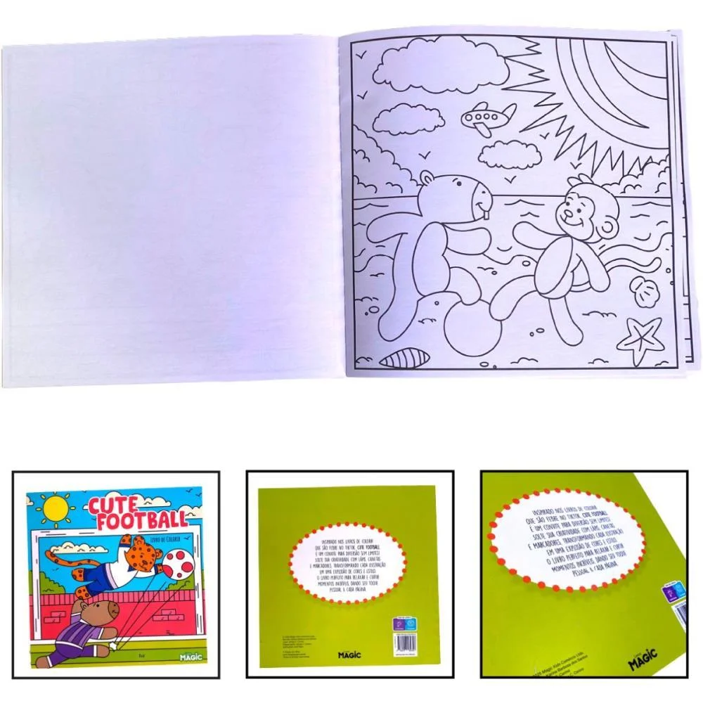 Livro De Colorir Cute Football 48Pgs 24X24 Magic Kids - imagem 4