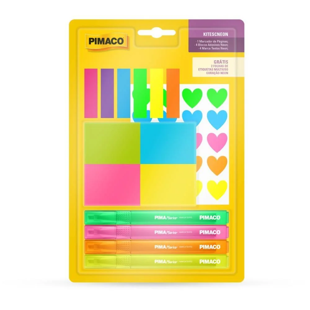 Kit Escolar Neon Marc/Blo/Marc.t+Etiqu Pimaco (Kit) - imagem 3