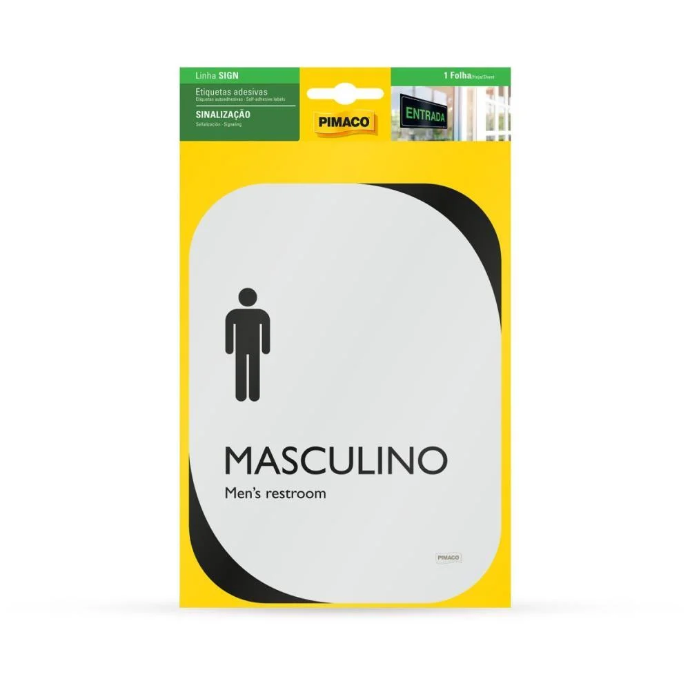 Placa De Sinalizacao Masculino Clean 13,8X18,5Cm Pimaco - imagem 2