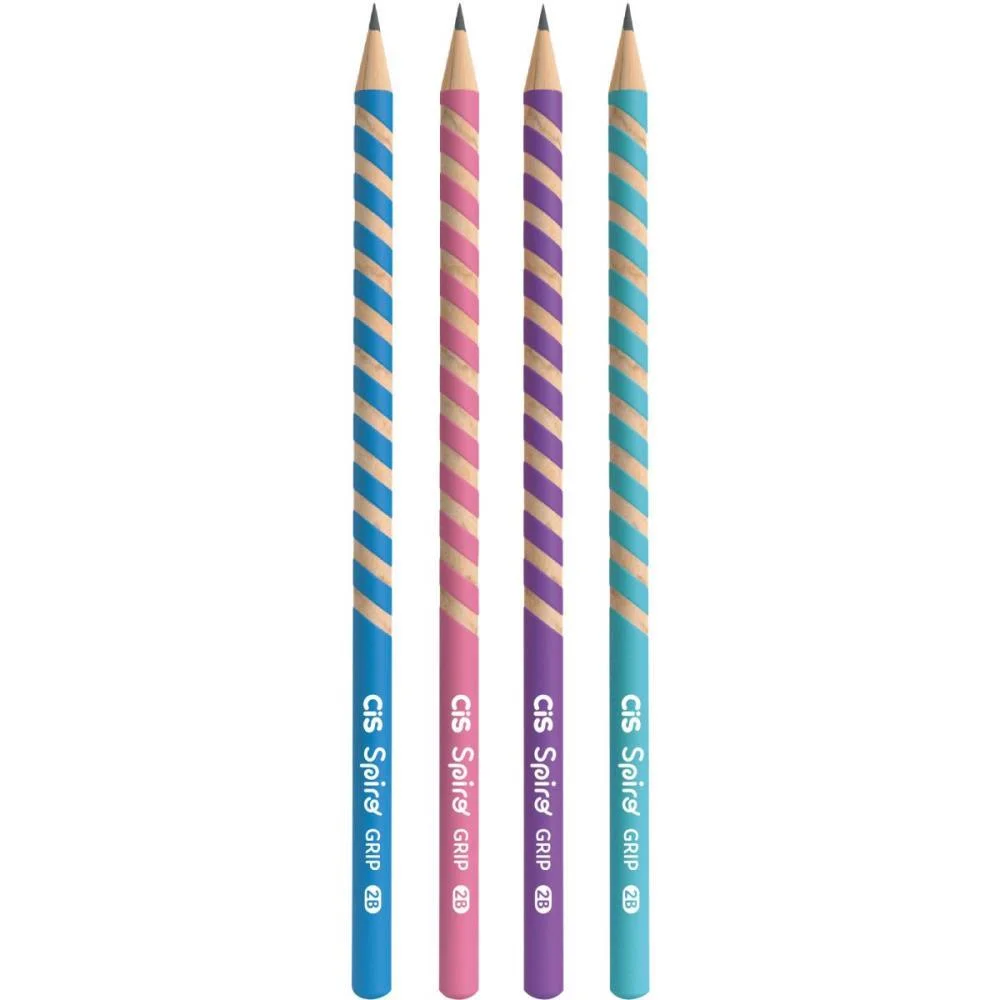 Lapis Preto Redondo Decorado Cis Spiro Grip 4 Cores (S) Sertic (Pote-48) - imagem 2