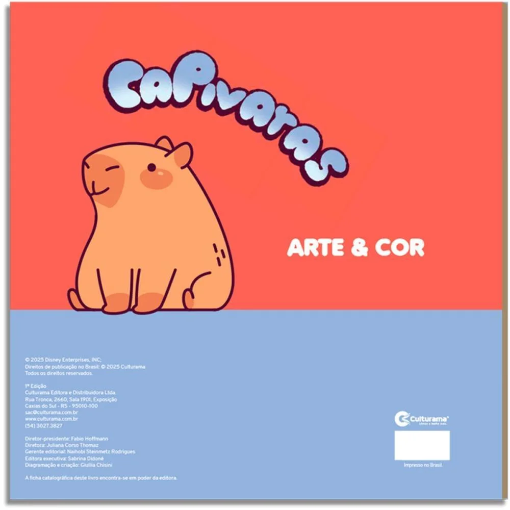 Livro Infantil Colorir Arte E Cor Capivaras 27X27 36P Culturama - imagem 3