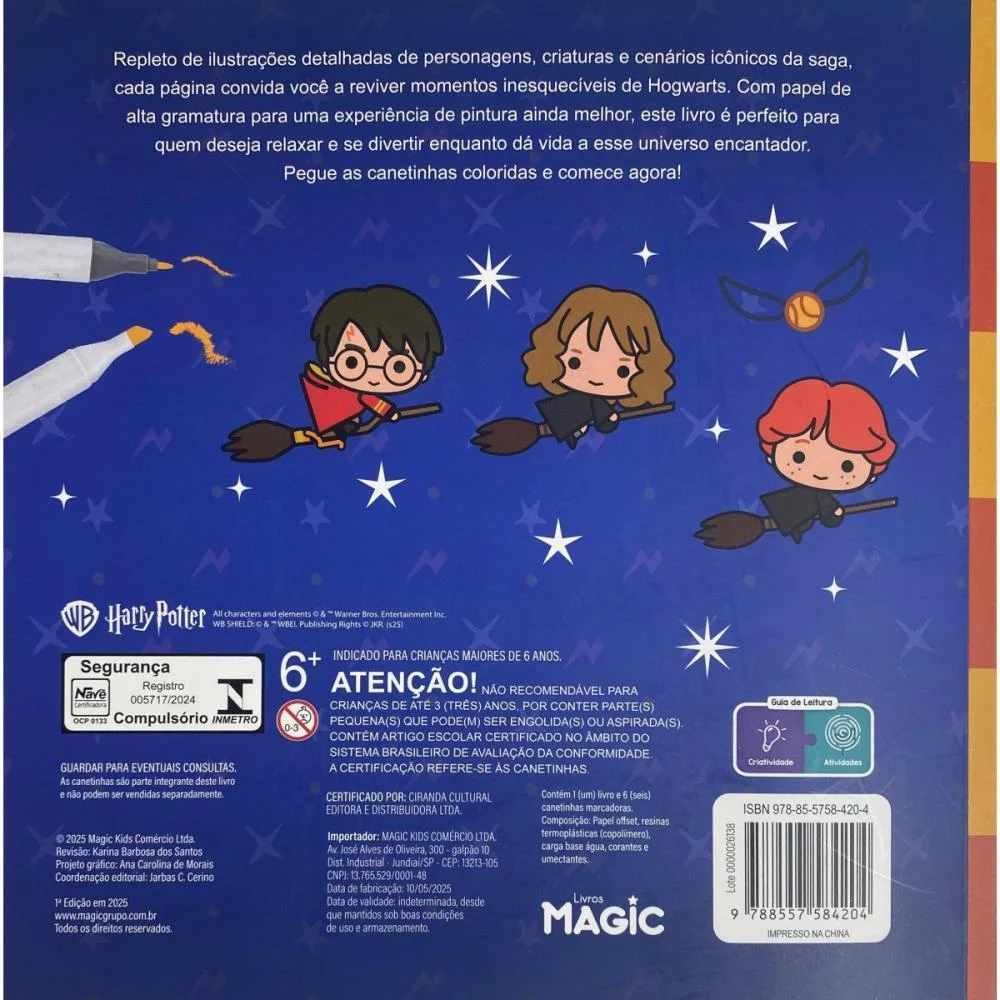 Livro De Colorir Harry Potter C/6Canetinhas Az Magic Kids - imagem 4