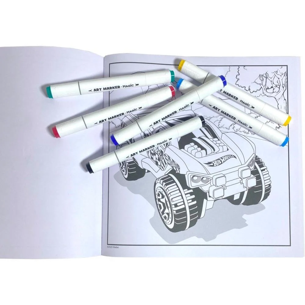 Livro De Colorir Hot Wheels C/6Canetinhas Magic Kids - imagem 3