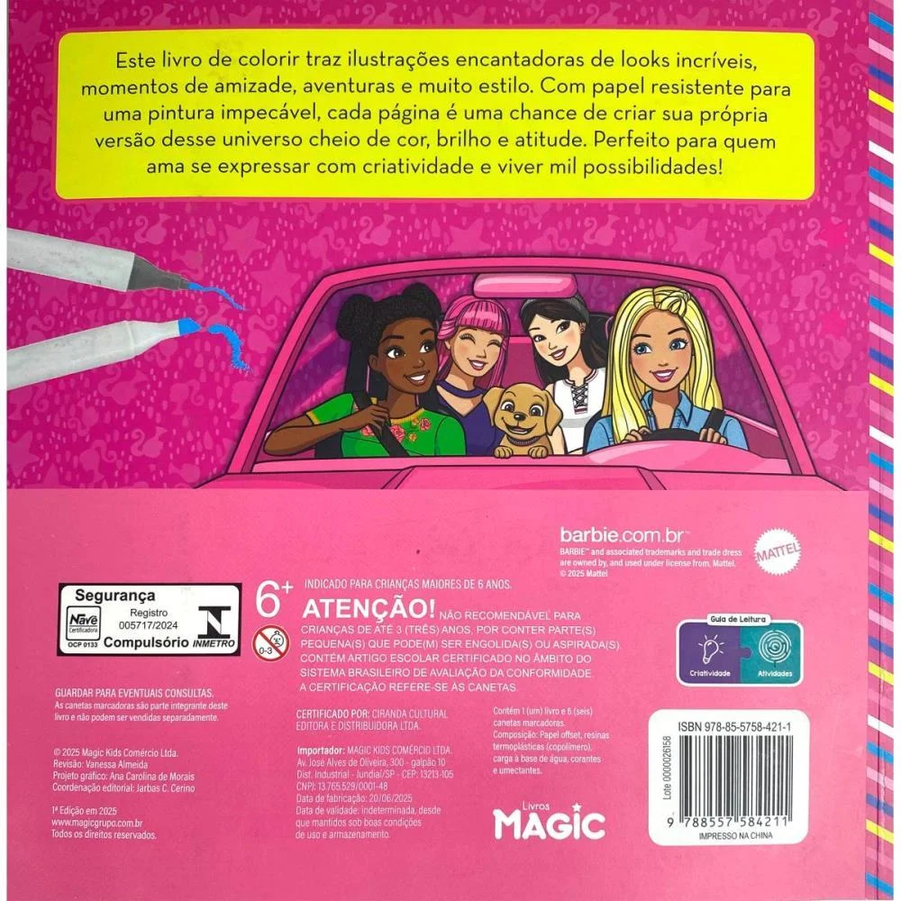 Livro De Colorir Barbie C/6Canetinhas Magic Kids - imagem 4