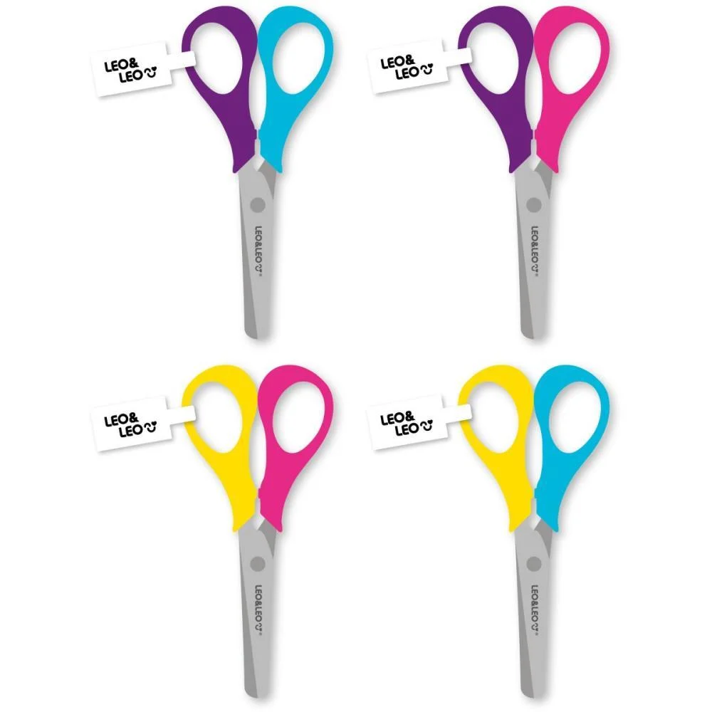 Tesoura Escolar Duo Color S/Ponta 4 Cores Leonora C/ 12 Unidades - imagem 3
