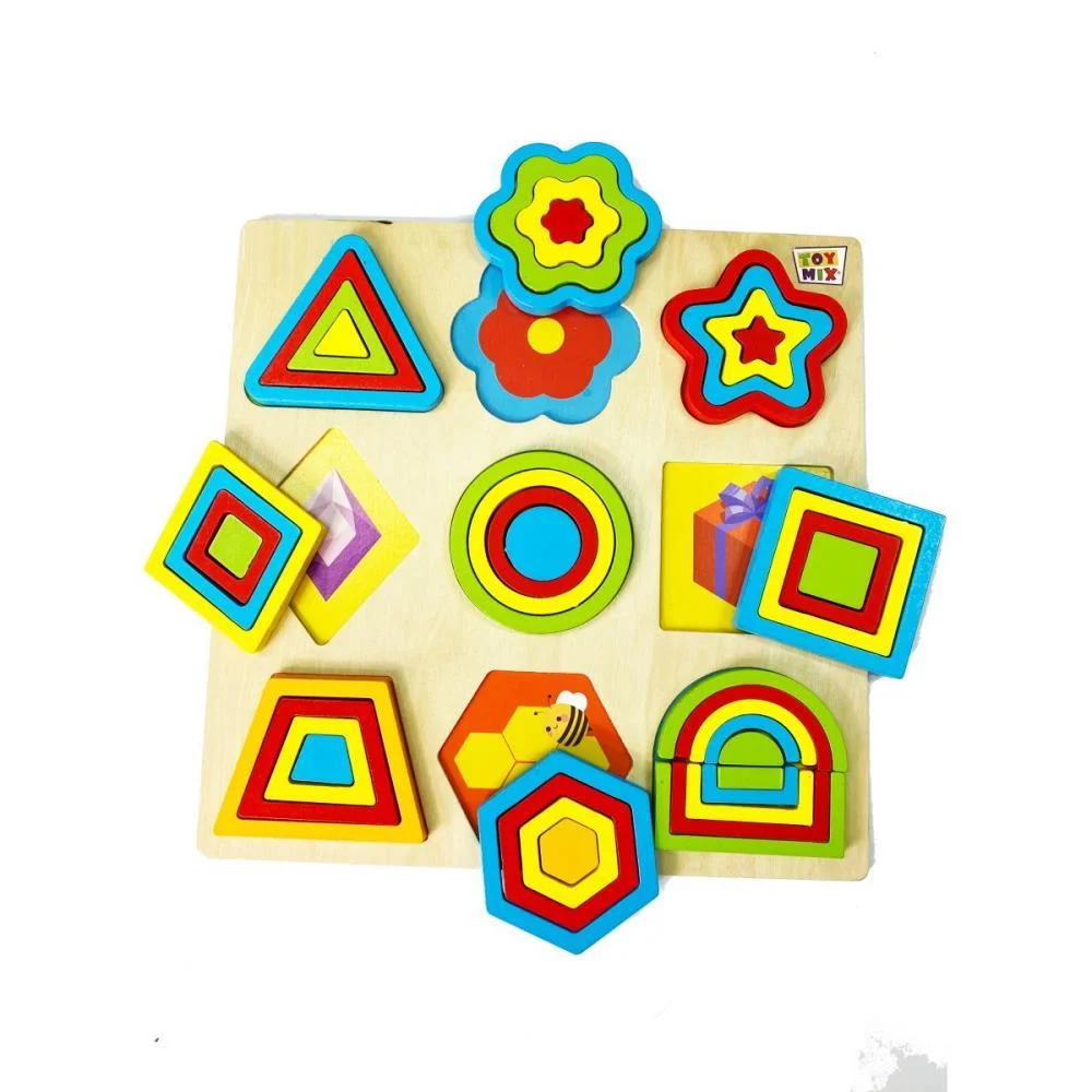 Brinquedo Pedagogico Madeira Encaixe Divertido Formas/Cores Toy Mix - imagem 2