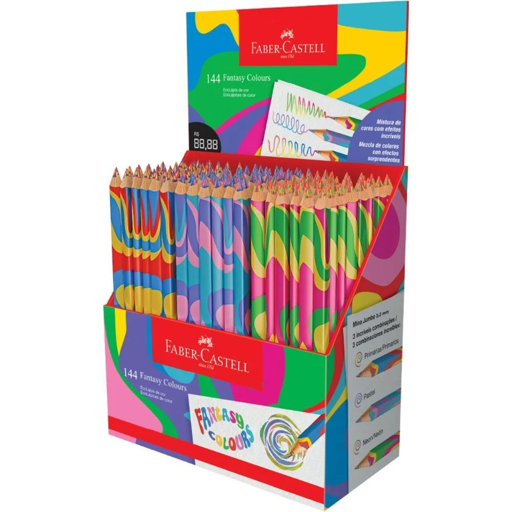 Lapis De Cor Jumbo Fantasy Colours 3 Modelos Faber-Castell (Dp.c/144) - imagem 2