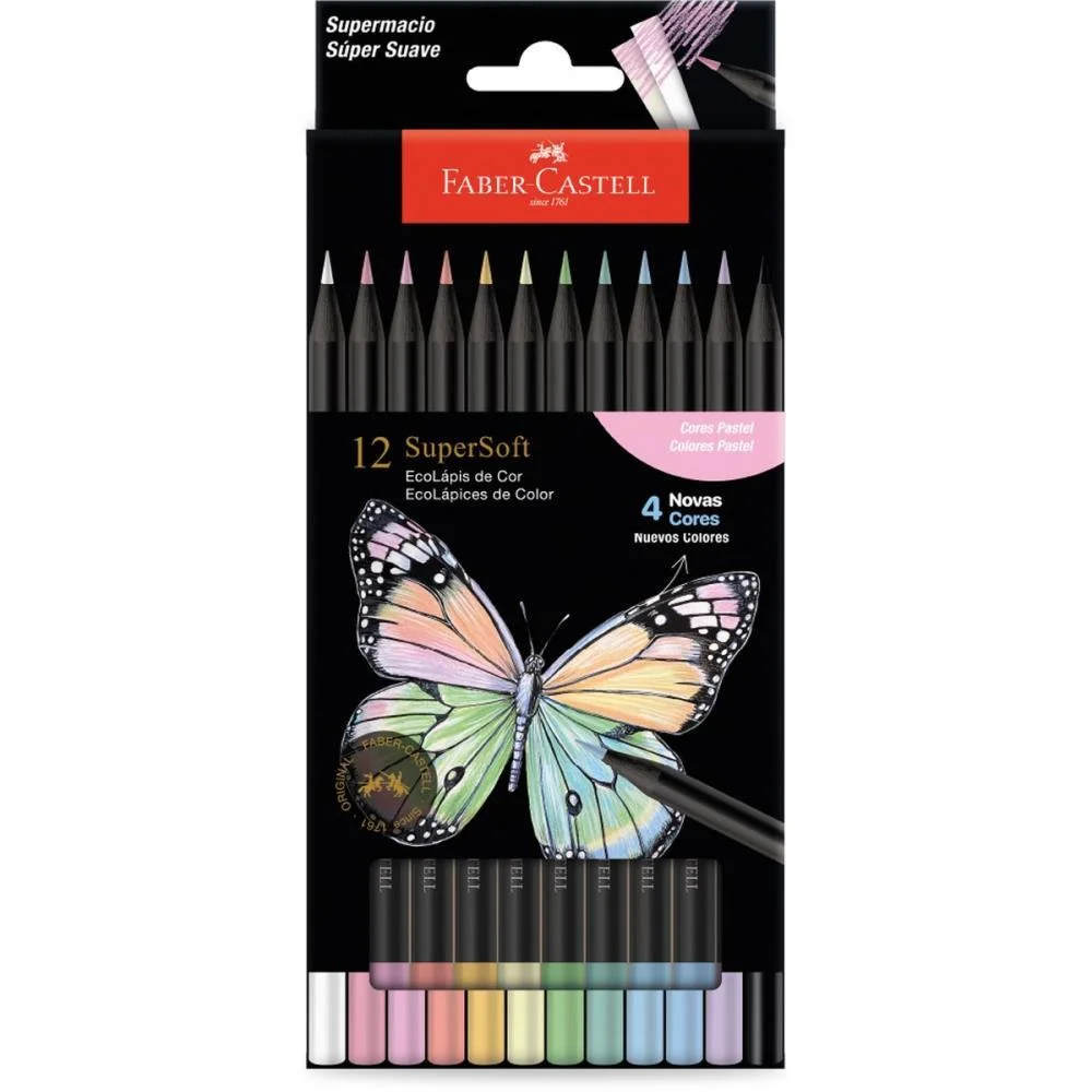 Lapis De Cor Redondo Supersoft 12 Cores Pastel Faber-Castell (Pct.c/12) - imagem 3