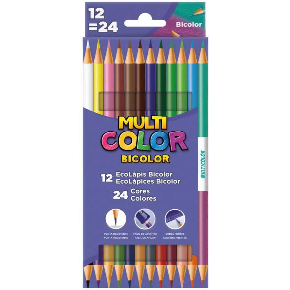 Lapis De Cor Redondo Multicolor Bicolor 12Lp24Cores Faber-Castell (Pct.c/12) - imagem 3