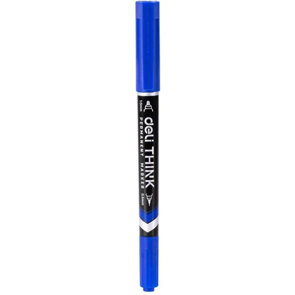 Pincel Marcador Permanente Duas Pontas 0,5Mm E 1,0Mm Azul Deli (Cx.c/12) - imagem 5