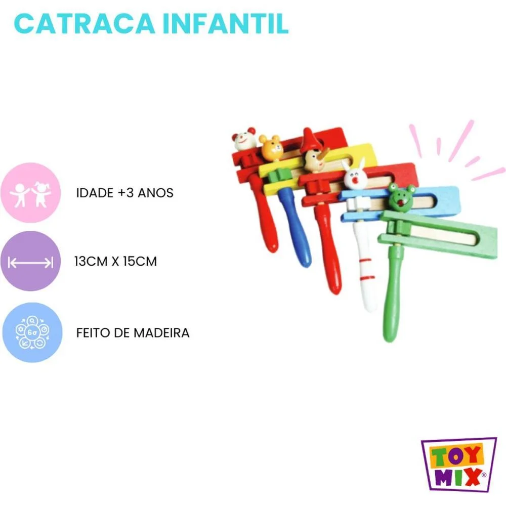 Instrumento Musical Catraca Infantil 15Cm (S) Toy Mix - imagem 4