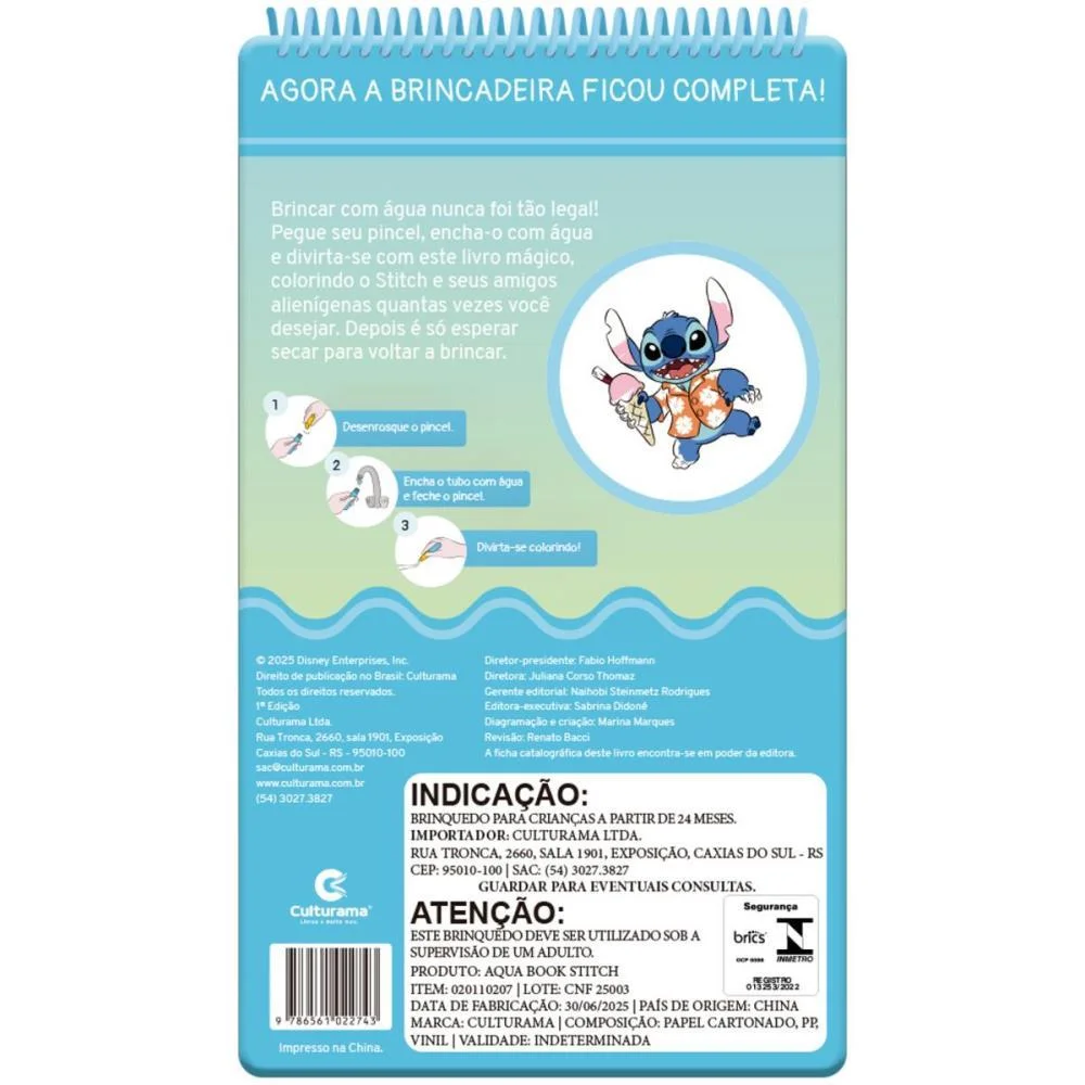 Livro Aquabook Stitch 24,5X10Cm 10Pgs Culturama - imagem 4